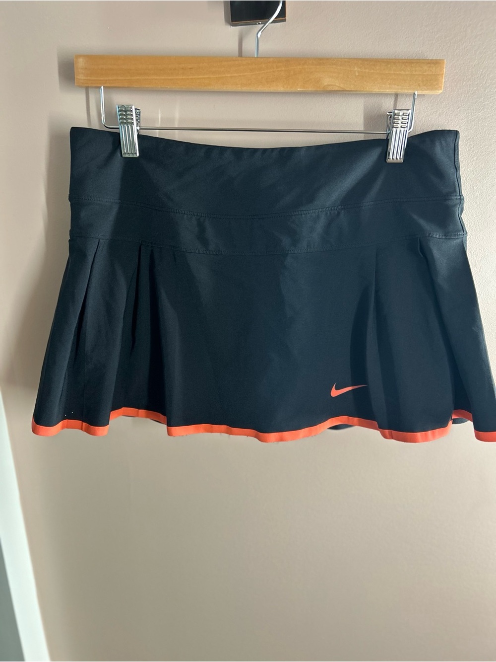 Nike Women's Black Tennis Skirt with Orange Trim-M